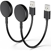 1FT 2 Pack for Samsung Galaxy Watch Charger Compatible with Watch 8/8 Classic/Ultra/7/6/6 Classic/5/5 Pro/4/4 Classic/3/Active/FE USB A Magnetic Fast Charging