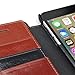 1byone Genuine Leather Wallet Stand Folio Case for iPhone 6/6s 4.7 inch with Card Slot, Brown