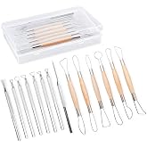 14PCS Ceramic Pottery Clay Ribbon Sculpting Tool Kit with Feather Wire Texture and Needle Detail Tools for Carving,Modeling,by Augernis