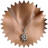 Andelaisi Boho Sun Pendant Necklace Vintage Sunburst Choker Necklace Gold Rising Sun Necklace Adjustable Sun Celestial Flower Chain Necklace Jewelry for Women
