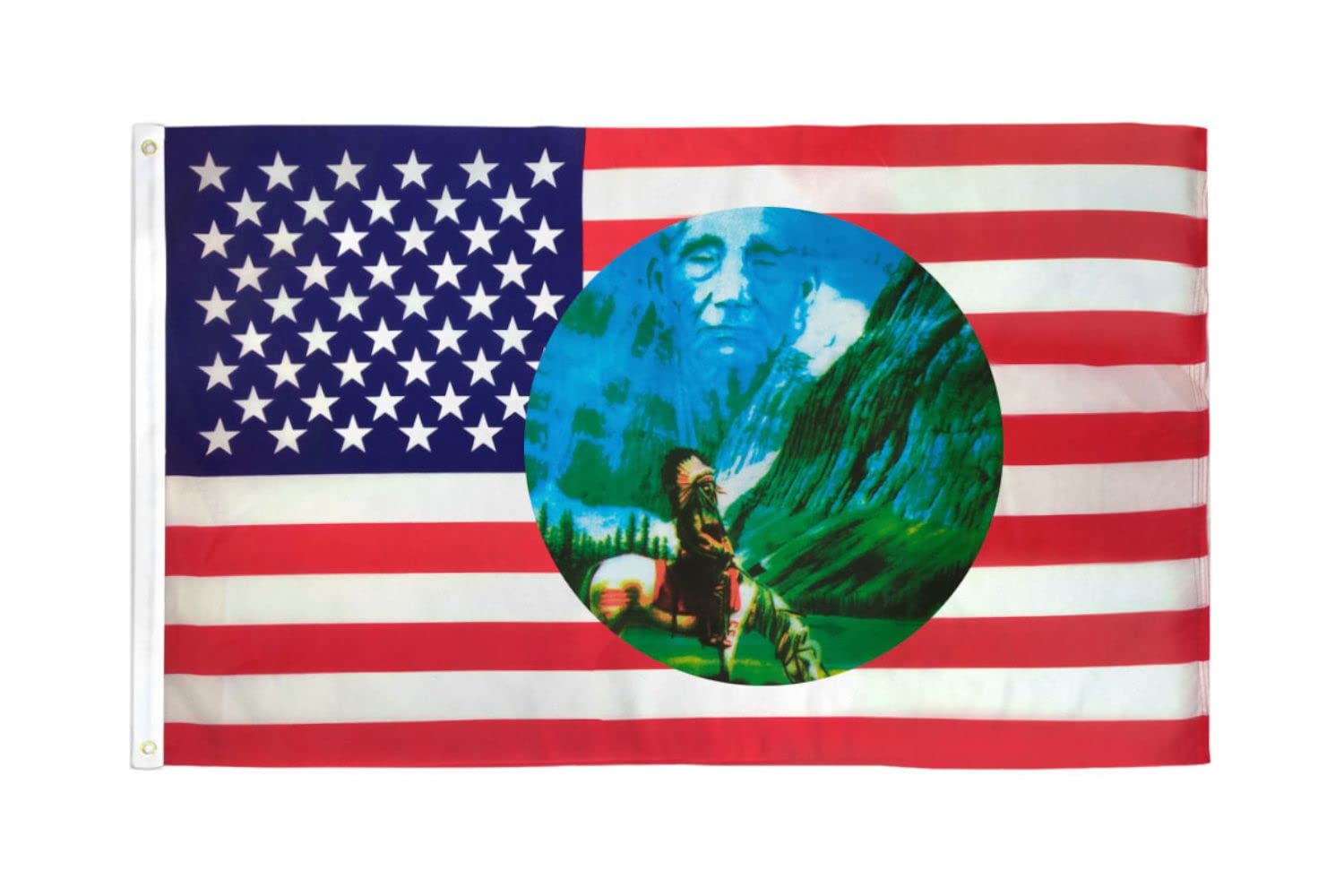 AZ FLAG - Usa Riding Indian Circle Flag - 3x5 Ft - 100D Polyester American Indians Banner with Two Metal Grommets - Fade Resistant - Vivid Colors - 3' x 5' Feet - 150x90 Cm