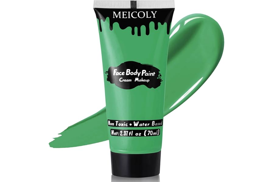 MEICOLY Green Face Body Paint,Christmas Stocking Stuffers,Green Body Paint for Halloween SFX Witch Makeup Elphaba Costume,Hunting Hulk Camo Face Paint for Adults and Kids,St.Patrick’s Day Accessories