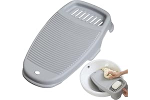 Washboard for Laundry, Washboard Laundry Hand Wash Board Plastic No Slip Washing Board for Clothes Scrubbing with Soap Holder
