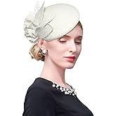 ELLYDOOR Wool Fascinator Pillbox Hat Winter British Wool Felt Hat for Women Wedding Church Hat Flower Fedoras