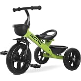 RIDYEE Toddler Tricycle Ages 1.5-5, Tricycle for Ages 2-4 Years | Green, Extra-Wide Rear Wheelbase, Dual Storage Baskets, Easy-to-Carry Seat, Trikes for Kids 1-3