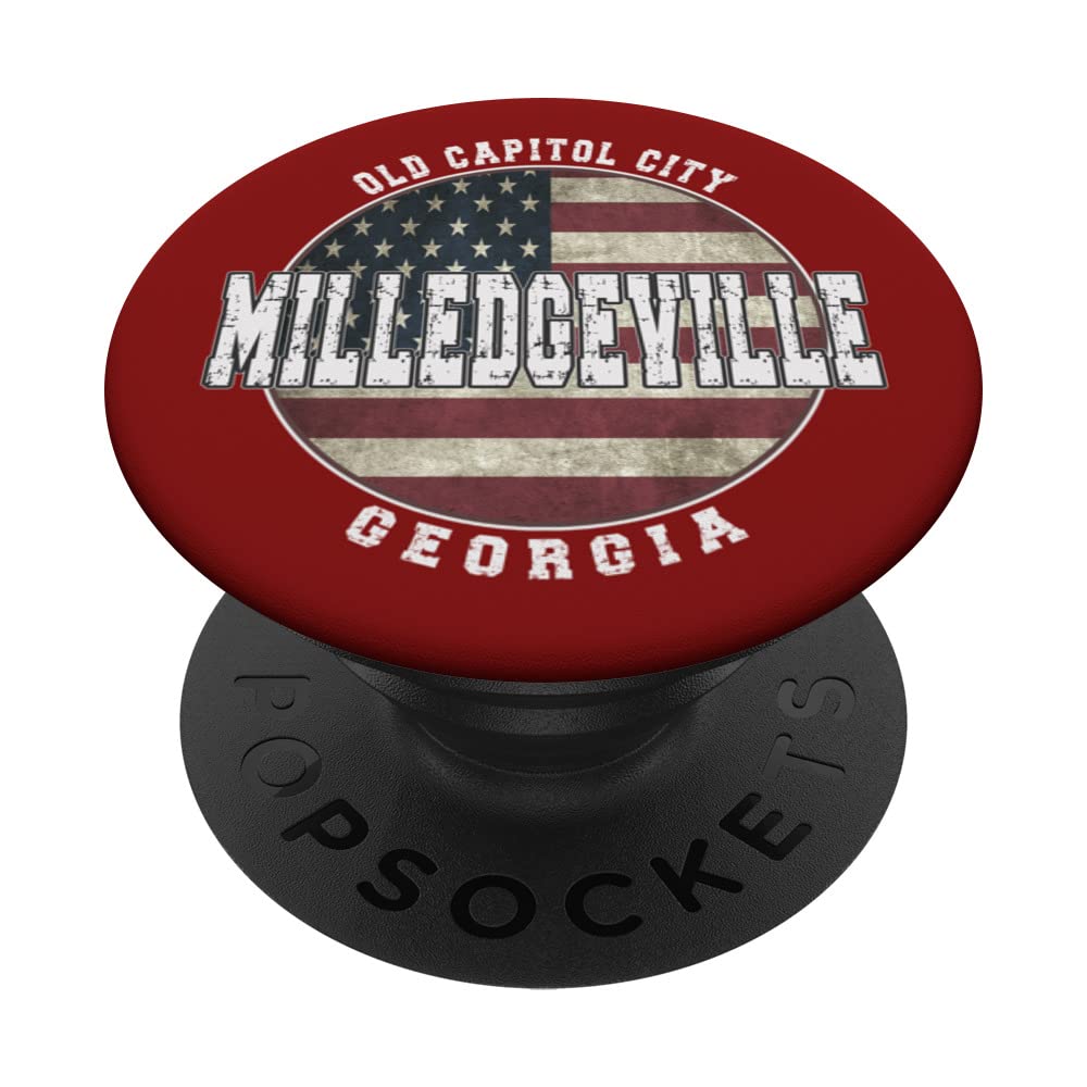 Milledgeville Georgia, Vintage American flag PopSockets Swappable PopGrip