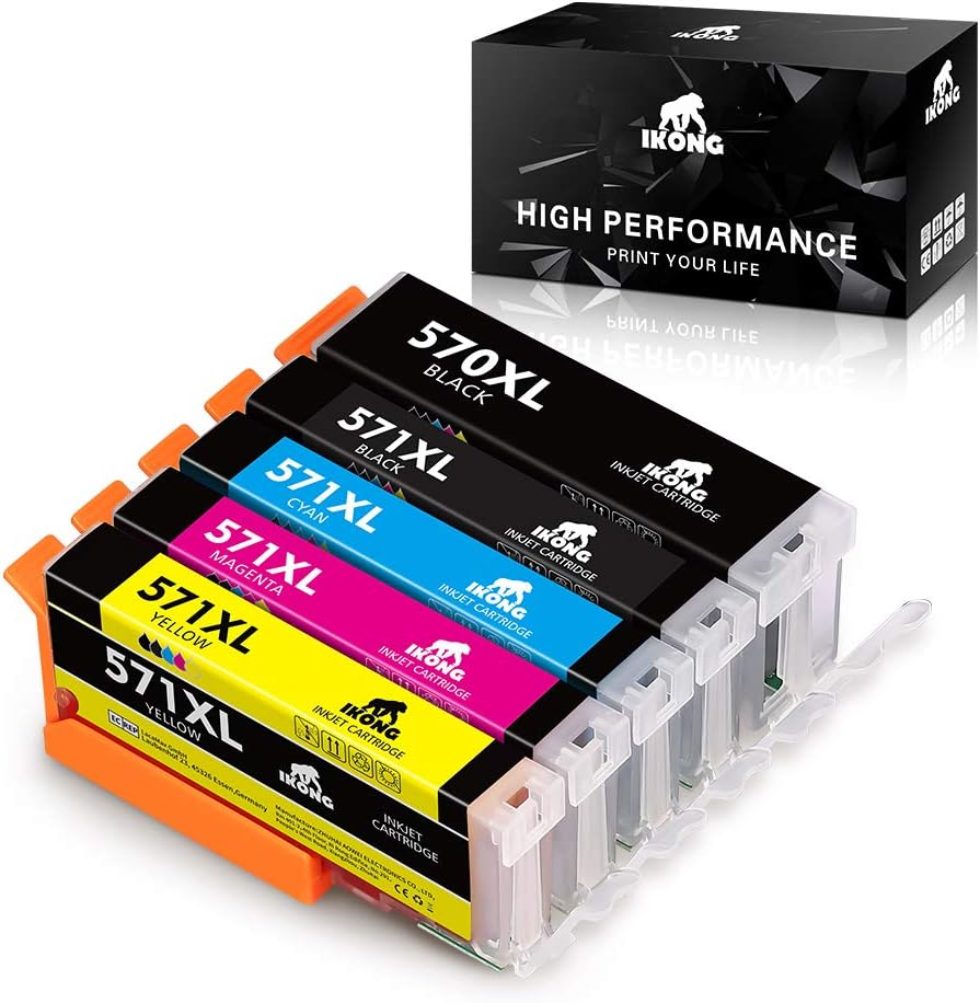 IKONG 570XL 571XL Replacement for Canon PGI-570 CLI-571 Ink Cartridges Compatible with MG5700 MG5750 MG5751 MG6850 MG6851 MG6852 MG6853 TS5050 TS5051 TS6050 TS6051TS6052 (5 Color/PGBK/BK/C/M/Y)