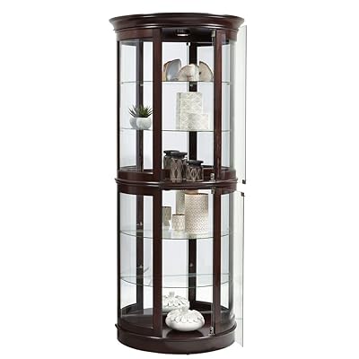 Pulaski Cherry Half Round Curio Cabinet, 32" x 17" 76"