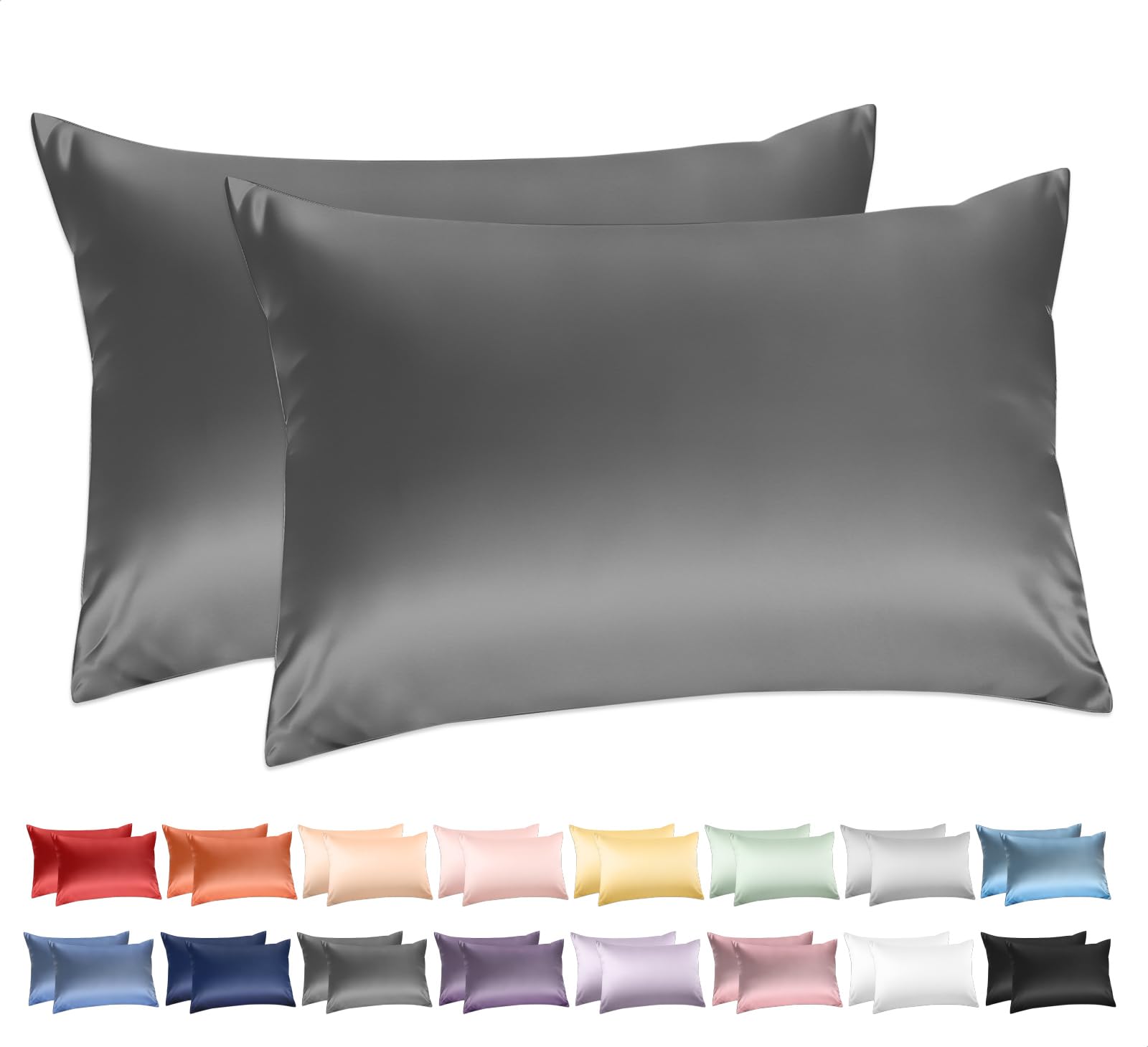 Photo 1 of 100% Cotton King Pillowcases Set of 2, Deep Dream 600 Thread Count Pillow Cases, 20x36 Inches, Super Soft and Breathable Envelope Closure (Dark Grey)