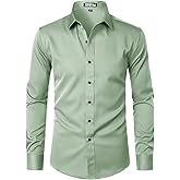 ZEROYAA Men's Long Sleeve Dress Shirt Modern Slim Fit Wrinkle-Free Casual Business Button Up Shirts