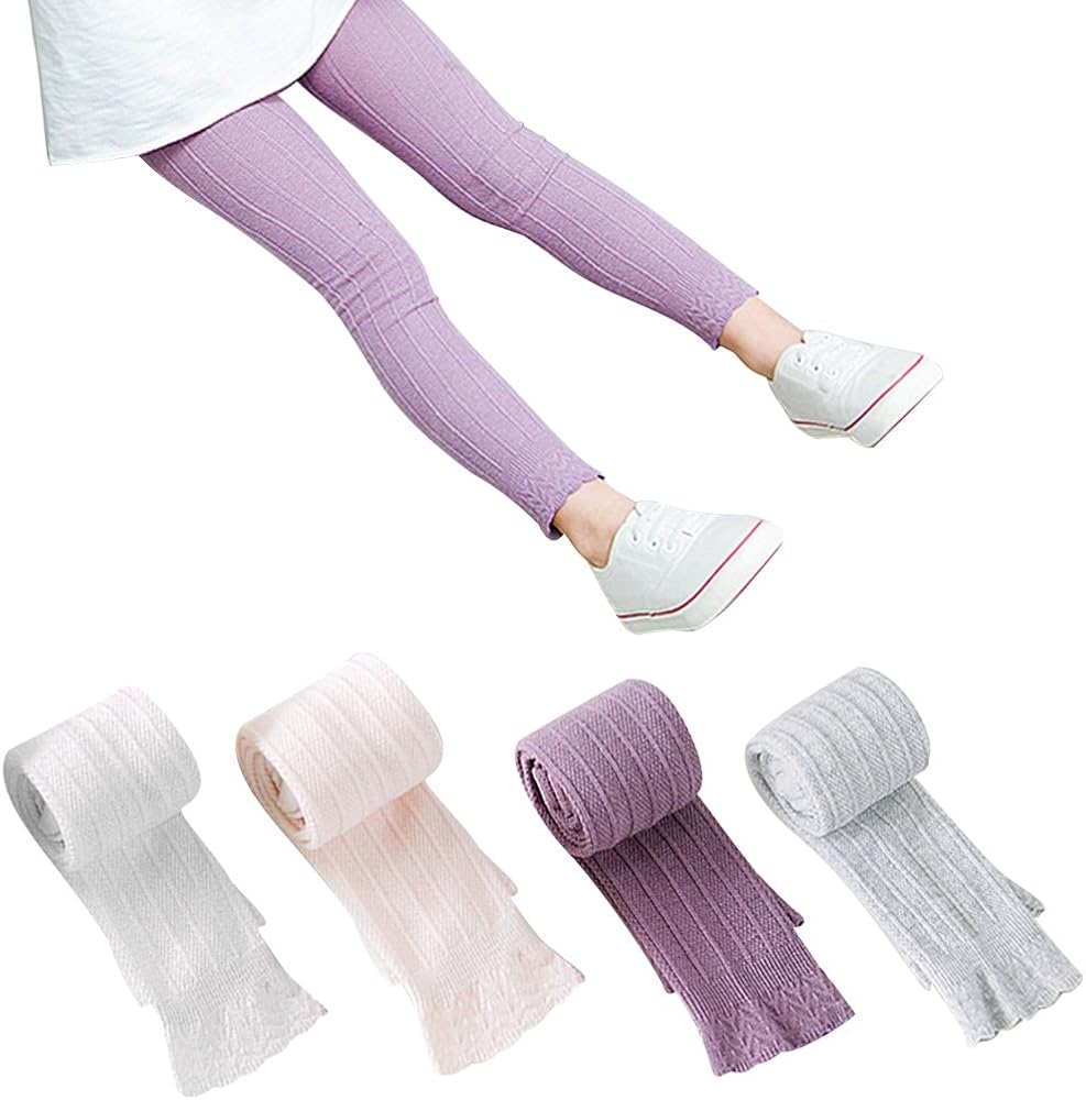 BOOPH 4 Pack Girls Legging Tight Flared Lace Footless Knitted Stocking Pant 1-9T: Clothing