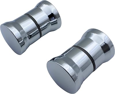 KEABATH Shower Door Knob Handle 2 Pairs Chrome Glass Door Pull 60x38mm