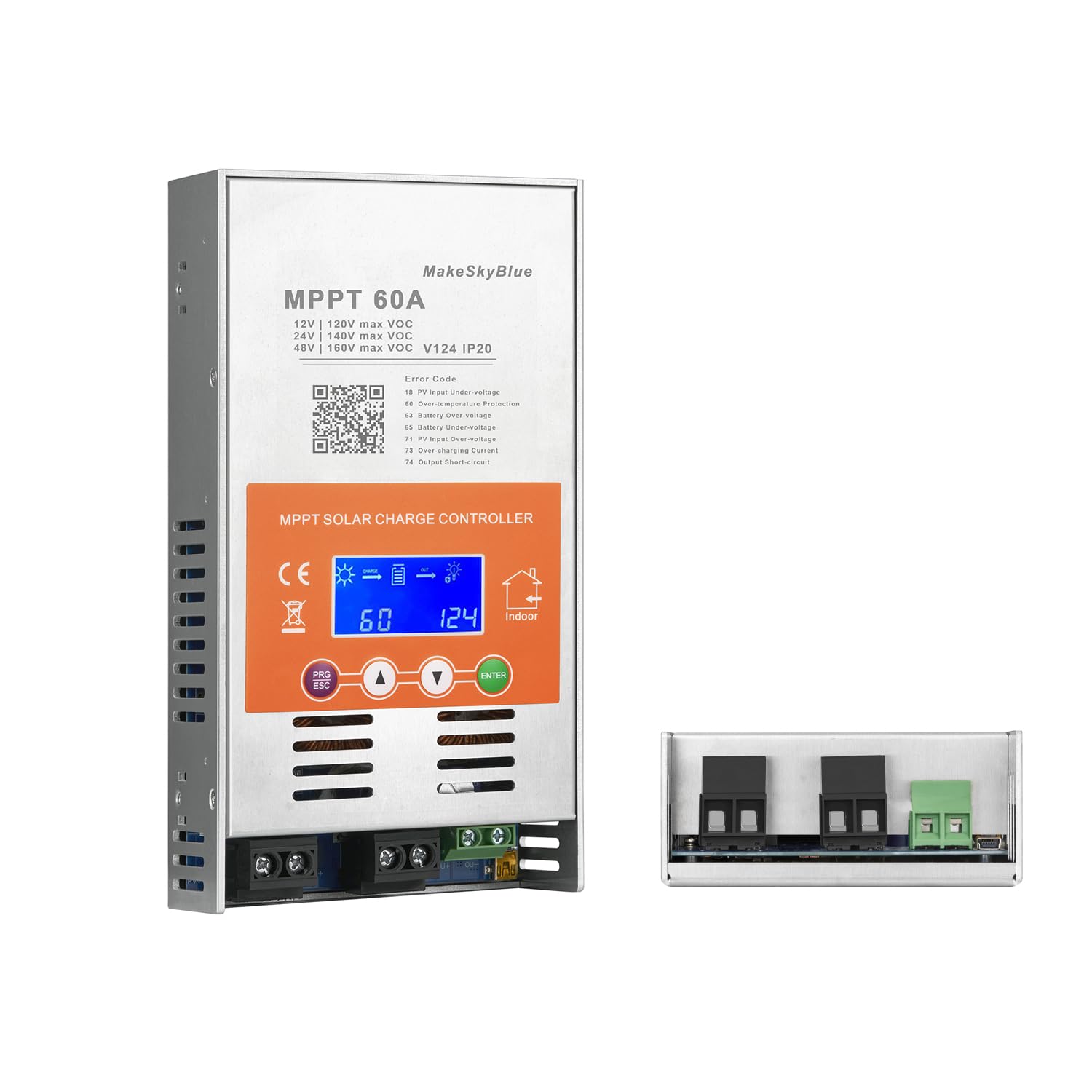 Photo 1 of MakeSkyBlue 60A MPPT Solar Charge Controller V124 – Upgraded, 12V/24V/48V Auto Detection, Supports Lead-Acid & Lithium Batteries, Max 160V PV Input