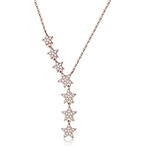 Kyerlyn Crystal Dainty Star Necklace for Women, Star CZ Charm Statement Y-Necklace Gold/Silver/Rose Gold Shining Exquisite Choker Necklace for Women Adjustable Jewelry Gifts
