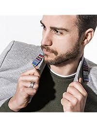DOUX - Anillo de boda de carburo de tungsteno para hombre, 0.315 in, 0.394 in, diseño de ladrillo, superficie de plata cepillada