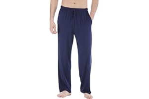GYS Mens Pajama Pants - Viscose Made from Bamboo, Soft Sleep Pants Comfy Drawstring Lounge Bottom with Pockets Sweatpants