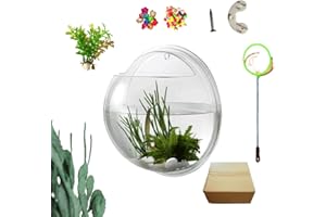 YOOYOO Creative Acrylic Hanging Wall Mounted Fish Tank, Hanging Bowl for Water Plants, Wall Fish Bubble Tank, Hydroponic Air Plant Flower Pot, Mini Aquarium Planter, Home Decor, Fake Plants Nail Stone Etc