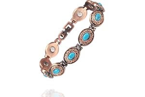 EnerMagiX Copper Bracelets for Women, Pure Copper with Turquoise Adjustable Magnetic Bracelet, Mother's Day Presents(0174)