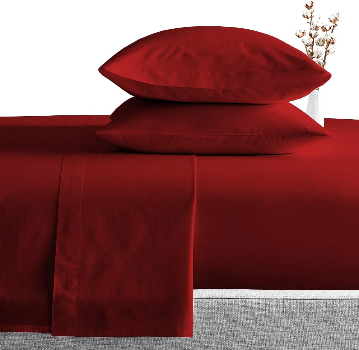 King Size Egyptian Cotton Sheets Luxury Soft 1000 Thread Count- Sheet Set for King Mattress Burgundy Solid: Home & Kitchen