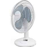 COMFORT ZONE Oscillating Table Fan with Adjustable Tilt, Convenient Push Button Controls, Quiet, 16 inch, 3 Speed, Desk Fan, Airflow 15.75 ft/sec, Ideal for Home, Bedroom, Dorm &amp; Office, CZ161WT