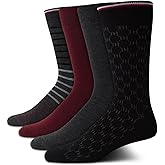 Tommy Hilfiger Mens Dress Socks - 4 Pack Lightweight Everyday Crew Work Socks for Men for Casual & Formal Wear