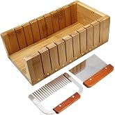 Soap Cutting Tool Set Wooden Loaf Cutter Mold | includes 2 Pcs Straight Wavy Stainless Steel Cutter Slicer