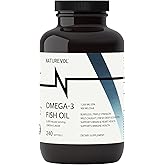 NATUREVOL Triple Strength Omega-3 Fish Oil 4200mg – 1200mg EPA + 900mg DHA | High Potency Burpless Softgels | Wild-Caught Deep Ocean Fish Oil | Lemon Flavor - 240 Softgels