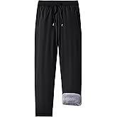 Purthet Mens Winter Sweatpants with Thick Fleece Lining Thermal Lined Pants with Zipper Pockets