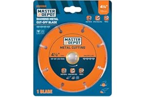 MASTER DEPOT Diamond Cutting Wheel 4 1/2 Inch with 5/8"- 7/8" Arbor, Cut Off Wheel for Metal with 5000+ Cuts on Rebar, Steel, Iron and INOX, Angle Grinder Cutting Disc, 1 Pack