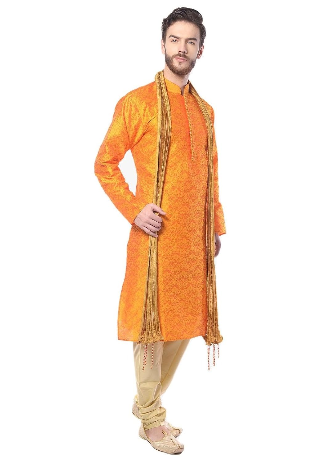 mohanlal sons yellow silk kurta pajama