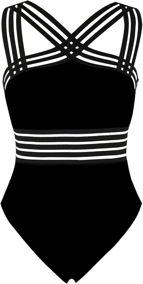 hilor women's one piece swimwear front crossover swimsuits hollow bathing suits monokinis