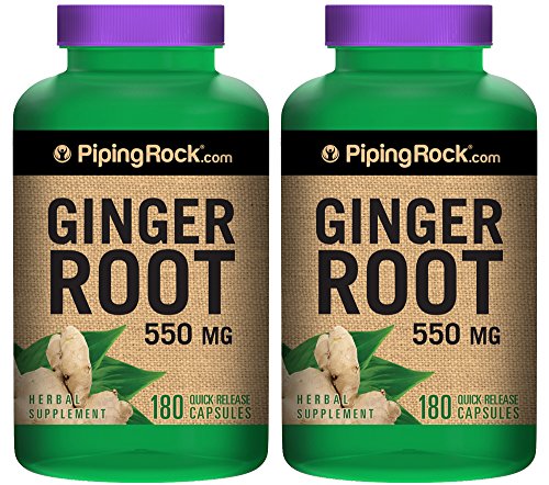 Piping Rock Ginger Root 550 mg 2 Bottles x 180 Quick Release Capsules Herbal Supplement