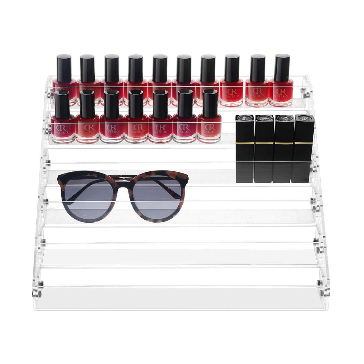 Gospire 6 Tier Clear Acrylic Nail Polish Ink Rack Sunglasses Organizer Eyeglasses Display Rack essential oil Stand Holder Jewelry Makeup Organizer : Beauty
