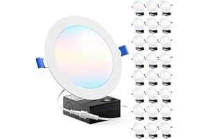 SUNCO LIGHTING Sunco 24 Pack 6 Inch LED Recessed Light, Canless Ceiling Lights Slim with Junction Box, 850 LM, 14W (100W Equivalent), Selectable CCT 2700K/3000K/4000K/5000K/6000K, Dimmable, Wafer Thin ETL