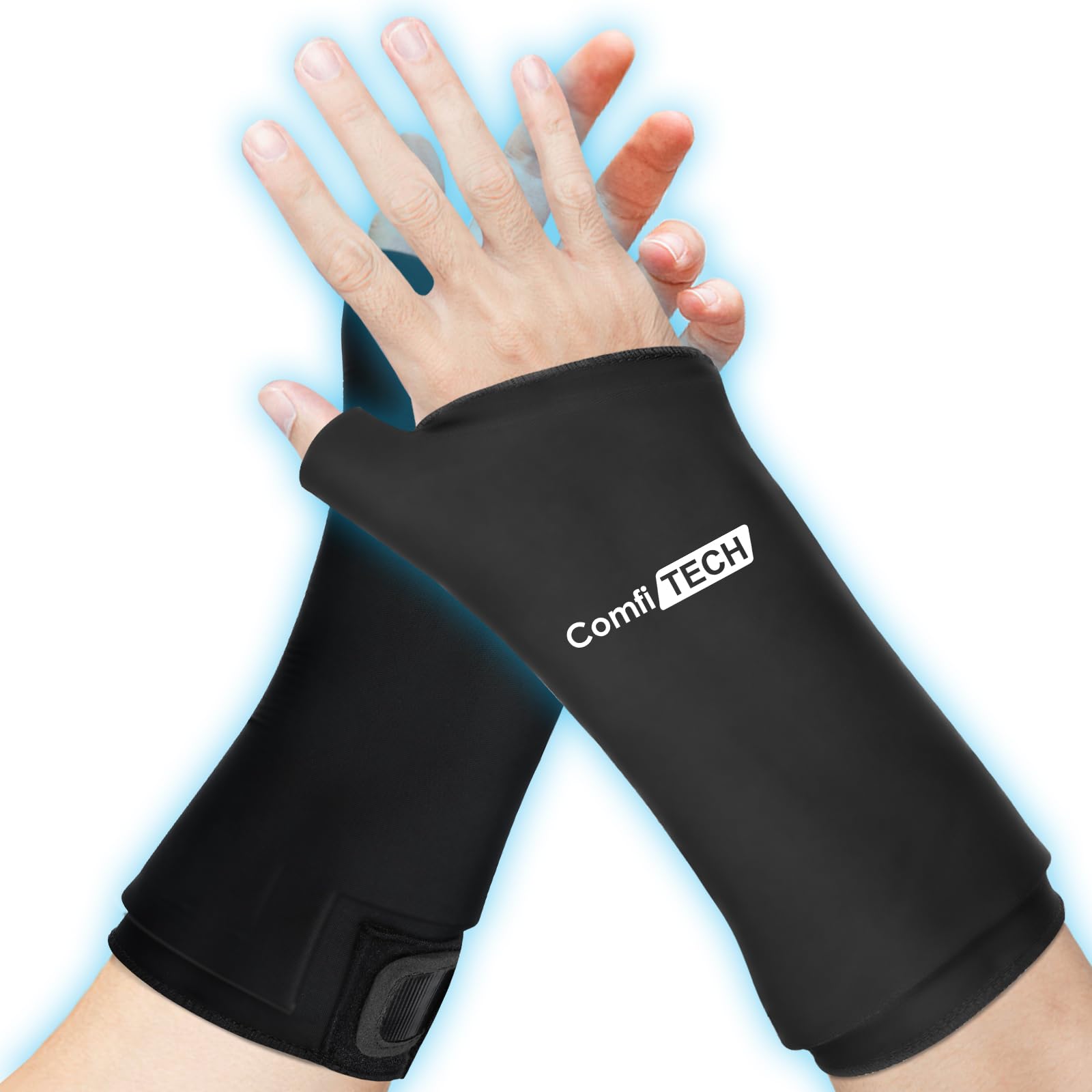 Photo 1 of ComfiTECH Wrist Ice Pack Wrap for Hand, Thumb & Arm with Extended Coverage, Carpal Tunnel Cooling Sleeve for Better Putting On & Off, Cold Gloves Reusable, Medium, Two Packs