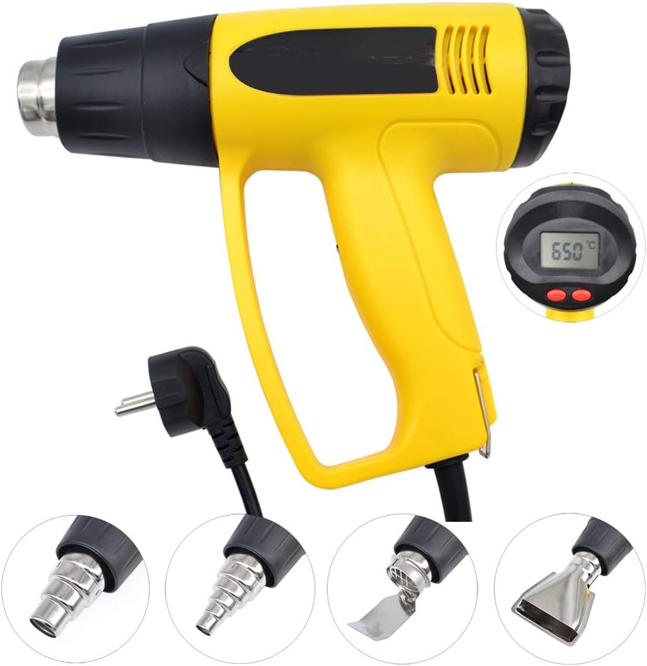 EU Industrial Electric Hot Air Gun, 2000W 220V Thermoregulator Heat Guns LCD Display Shrink Wrapping Thermal Power Tool