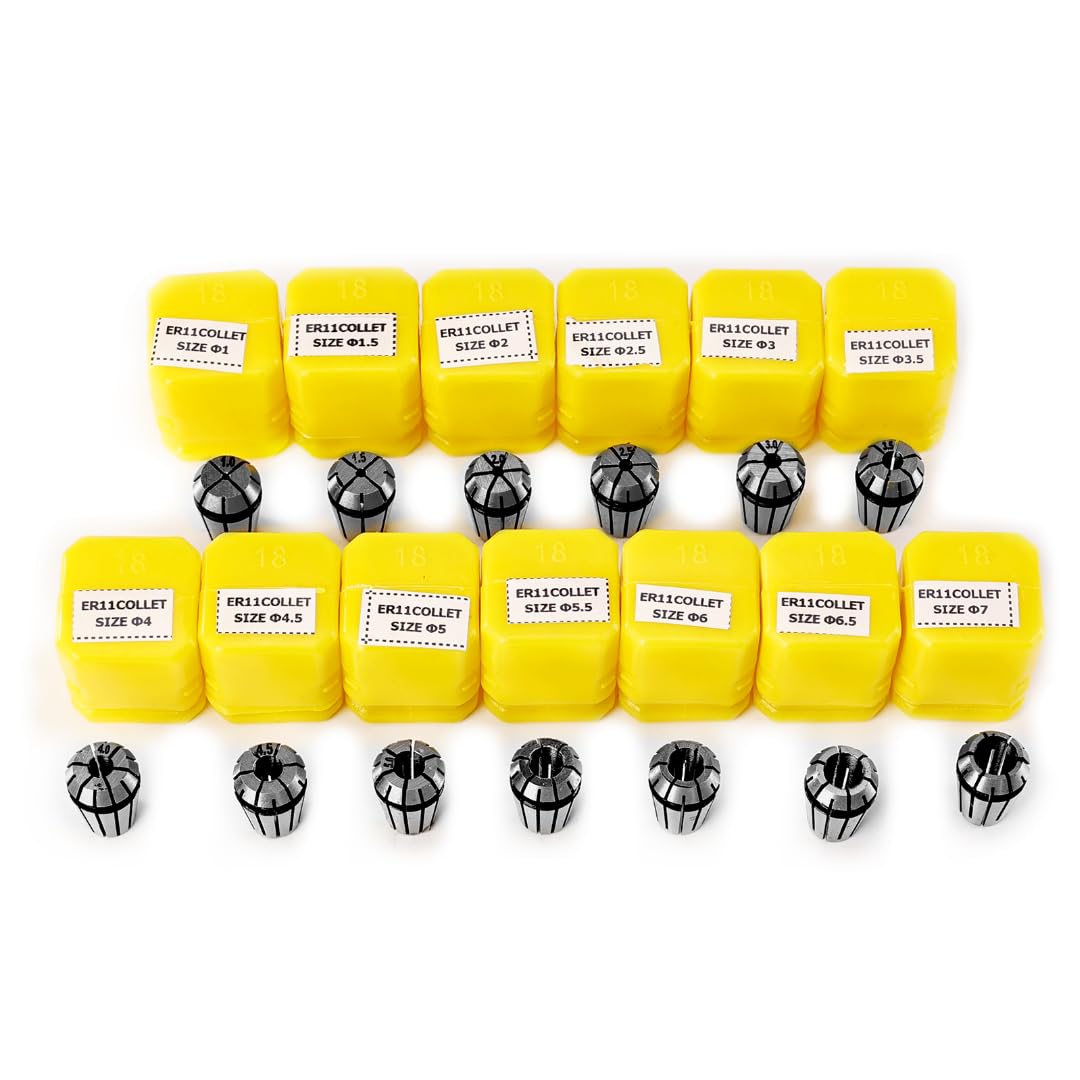 Yofuly ER16 Collet Set Drill Chuck, ER16 Collet 1-10 mm, ER-16 Spring Collet for CNC Engraving Machine and Milling Lathe, Tool Holder, 11 Pcs.