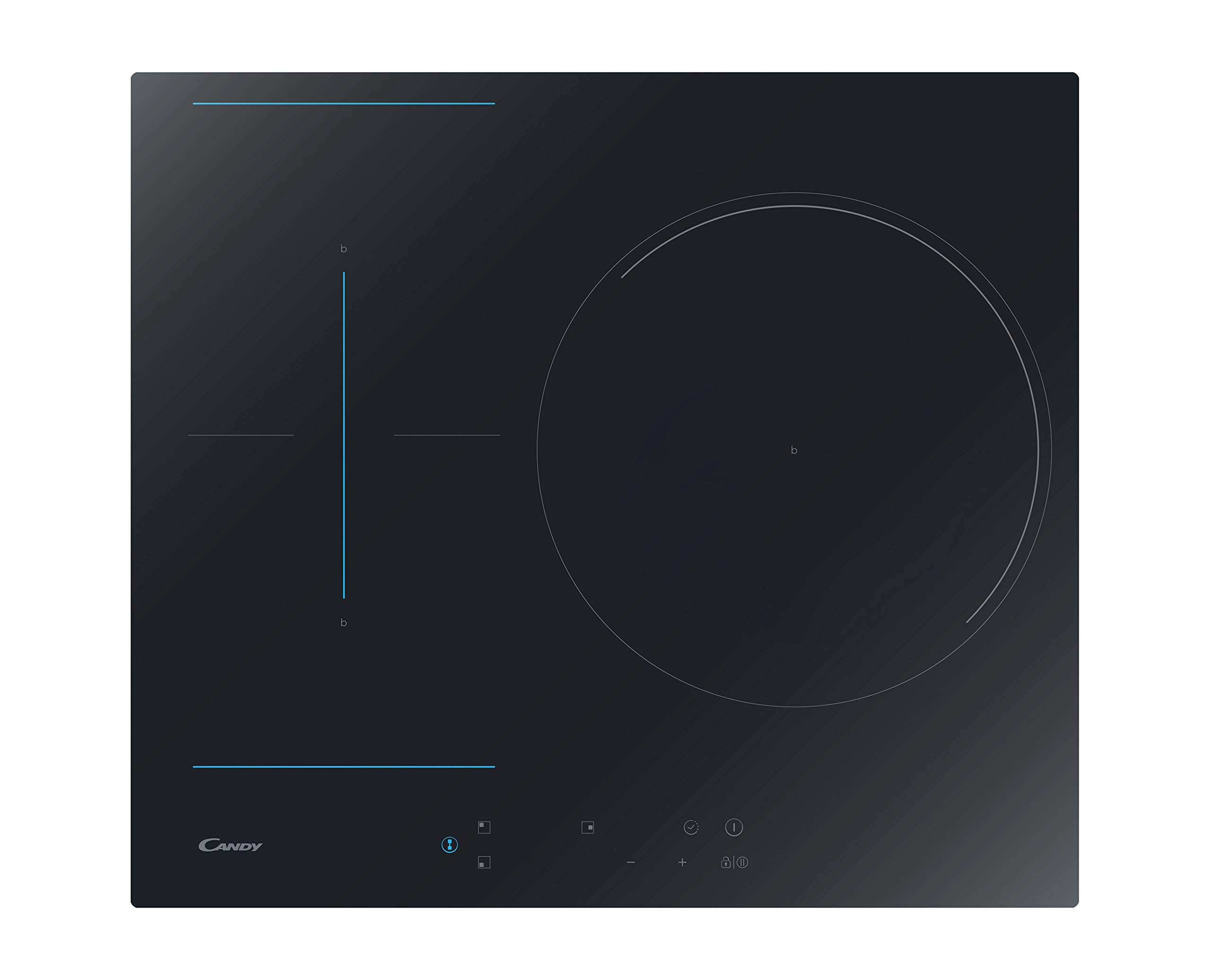 Candy-CTP634C-Placa-Induccion-Flex-3-Zonas-60CM-9-Niveles-de-Potencia-72KW-Temporizador-Bloqueo-de-Seguridad