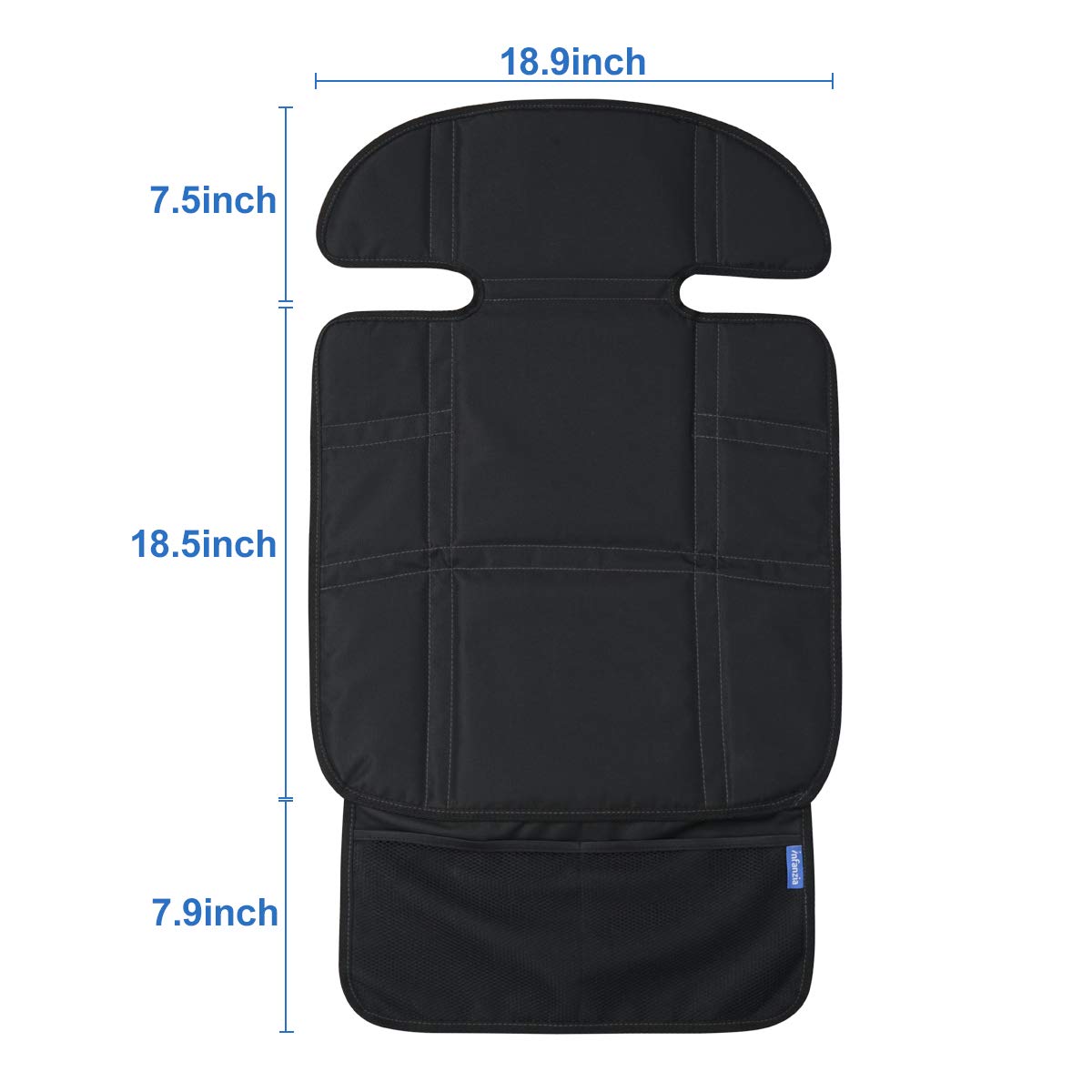 INFANZIA Car Seat Protector with Thickest Padding - Auto Seat Cover Mat for Baby Child Car Seats, Waterproof 600D Fabric, PVC Leather Reinforced Corners & 2 Large Pockets for Handy Storage
