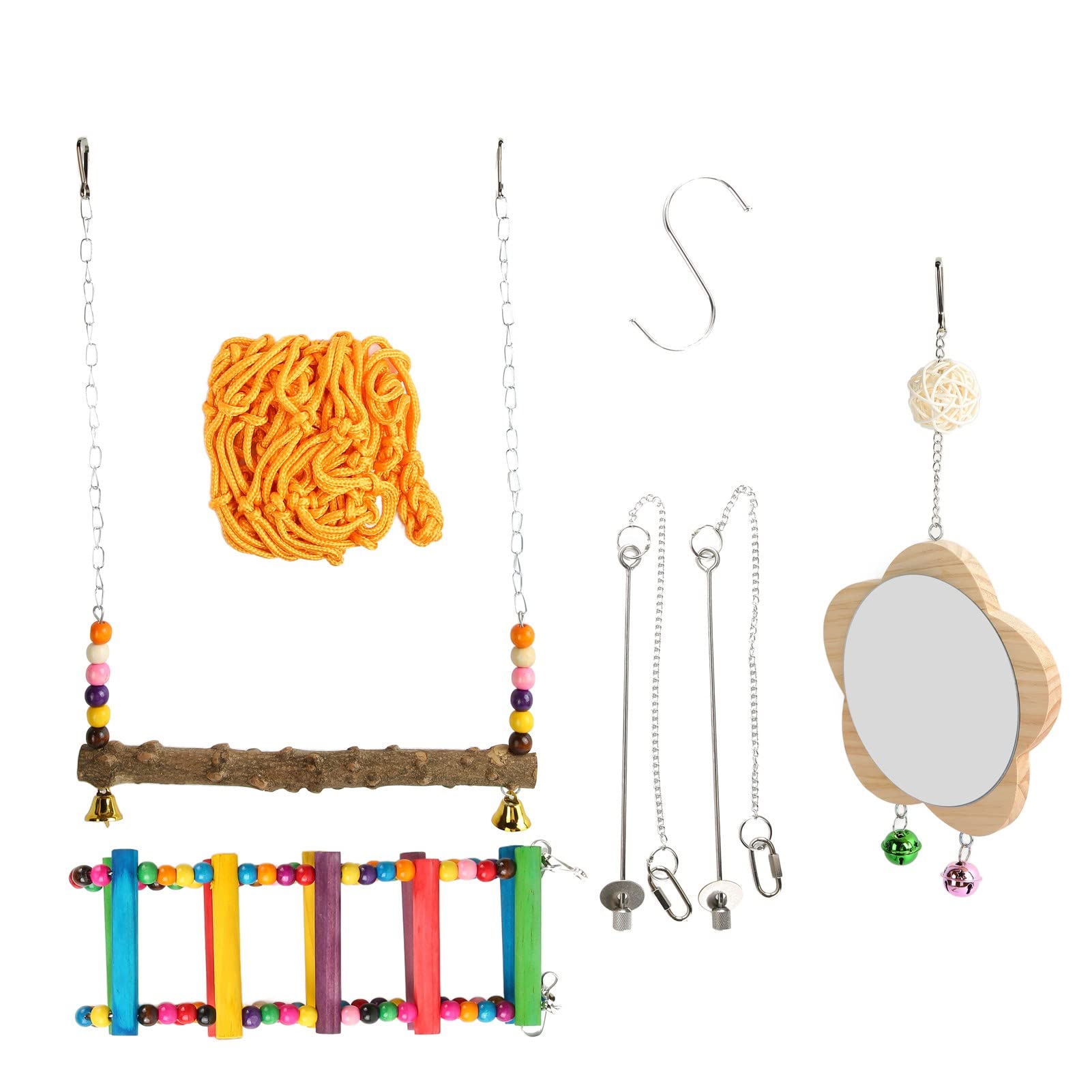 Pssopp Chicken Toys for Hens, Chicken Mirror Toy Chicken Swing Toys Chicken Pecking Toys Chicken Veggies Skewer and Fruit Holder