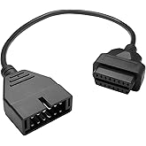 Hirificing OBD1 Scanner, OBD1 to OBD2 GM Adapter, OBD 1 Scanner Cable Code Reader OBD1 12 Pins to OBD2 OBD II 16 Pins Socket Scan Diagnostic Extension Tool Cable Connector Replacement for GM Popular