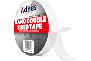 ADHES Double Sided Tape Heavy Duty, 1.18in x 16.4ft, Nano Tape, Reusable and Hand-Tearable Clear Mounting Tape, Strong Remova