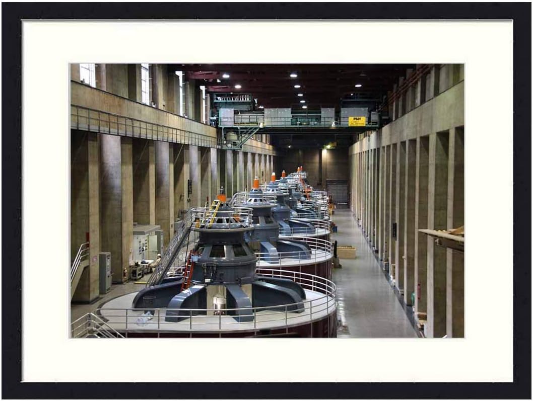 OiArt Wall Art Print Wood Framed Home Decor Picture Artwork(24x16 inch) - Power Plant Hoover Dam Generator