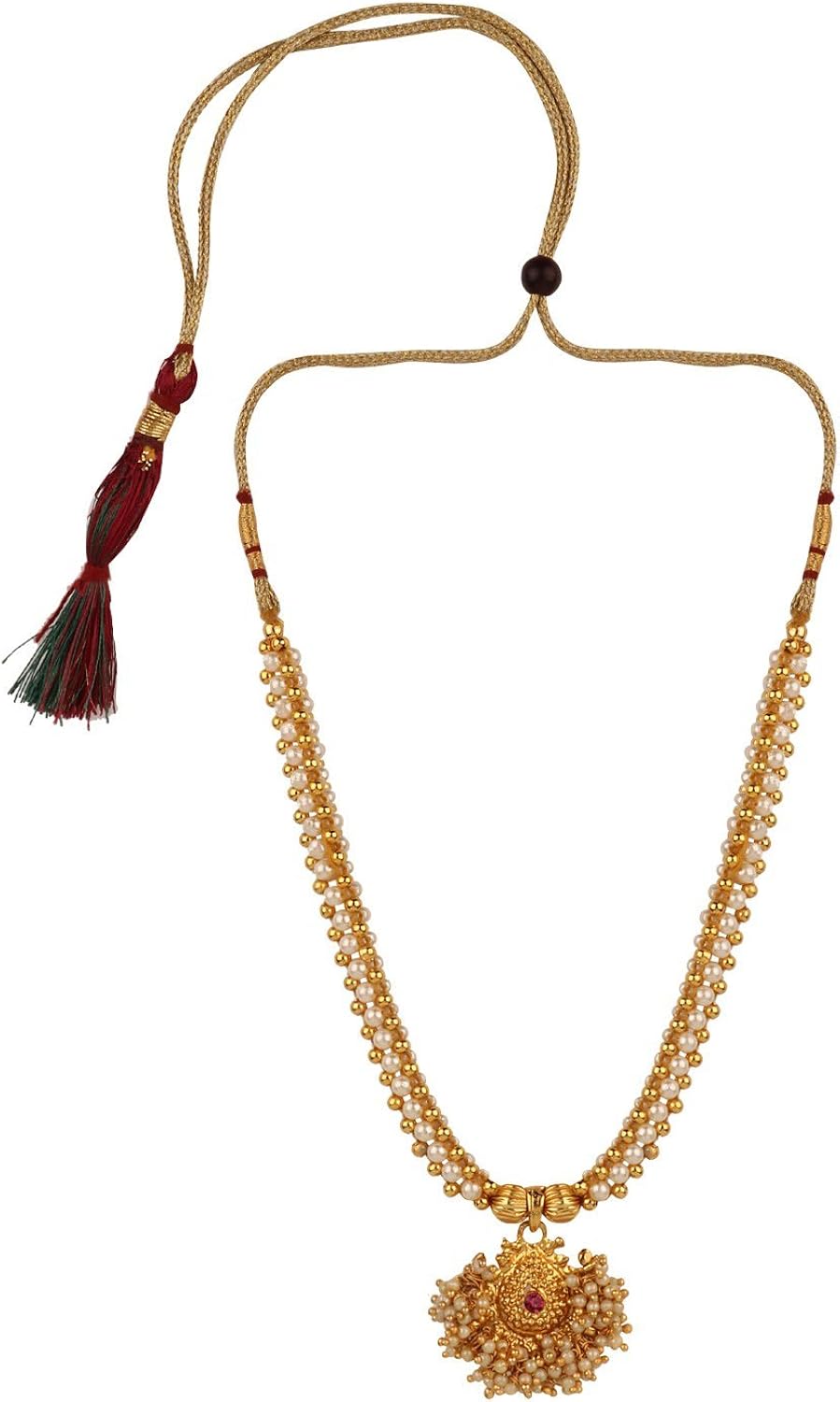 Amazon Com Efulgenz Indian Traditional 14 K Gold Plated Pearl Beaded Temple Pendant Necklace Jewelry For Women Jewelry