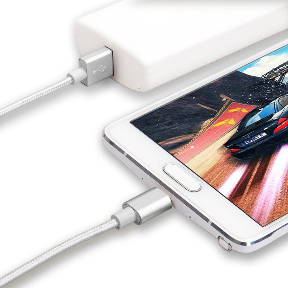 Pasway 3Pack (3ft/1m 6ft/2m 10ft/3m) Micro USB Cable Nylon Braided Sync Charging Cord Wire Universal for Android Smartphone & Tablets (Silver)