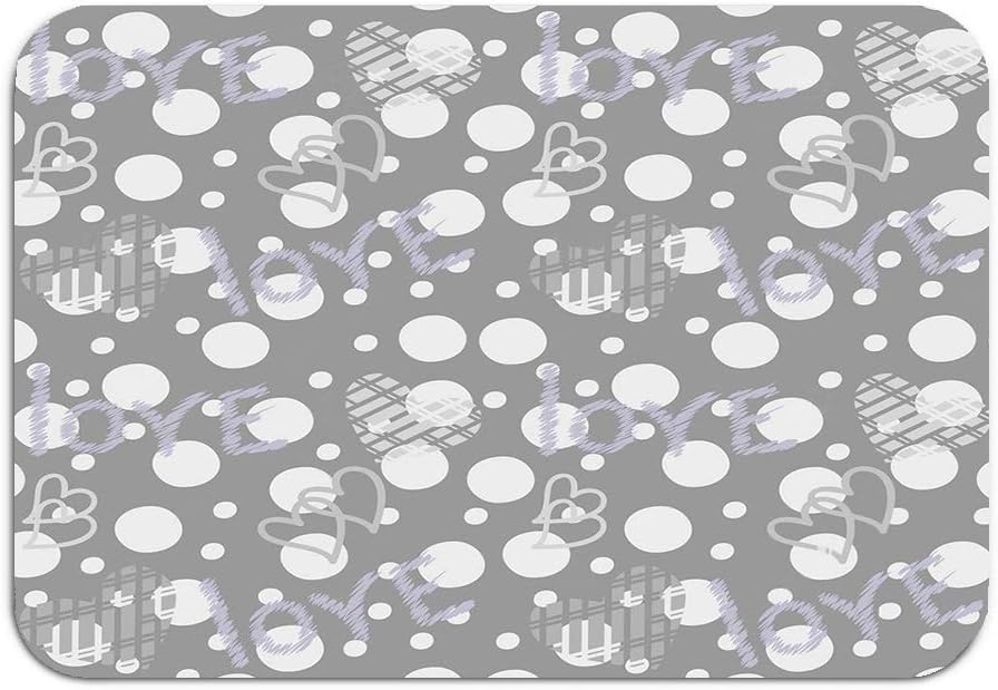Bikofhd Outside Shoe Non-slip Color Dot Doormat seamless pattern hearts lettering gray white love writing kids Mats Entrance Rugs carpet 16 * 24 inch