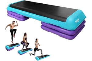 Yes4All Adjustable Workout Aerobic Exercise Step Platform Health Club Size with 4 Adjustable Risers Included and Extra Risers Options