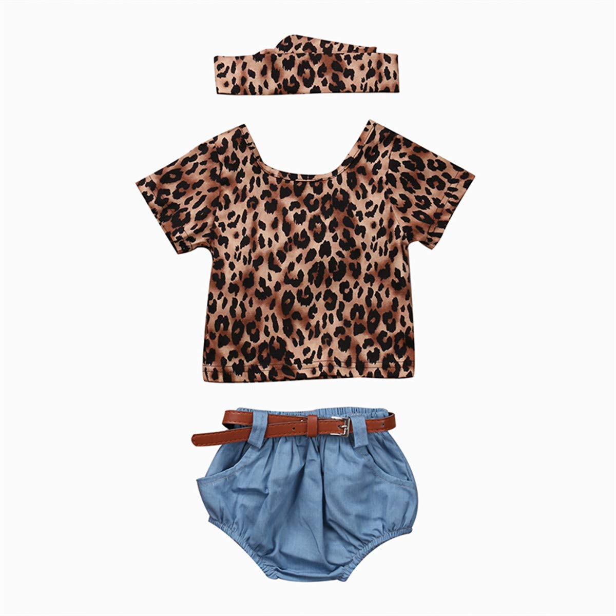 Set Clothing Girls Baby Fashion New Brand 4pcs Summer Gift Moon Complete Giyim Bebek Headband Bloomers Pants Tops Denim T Shirt Leopard Backless Scratchboards Healthy Www Klevering Com