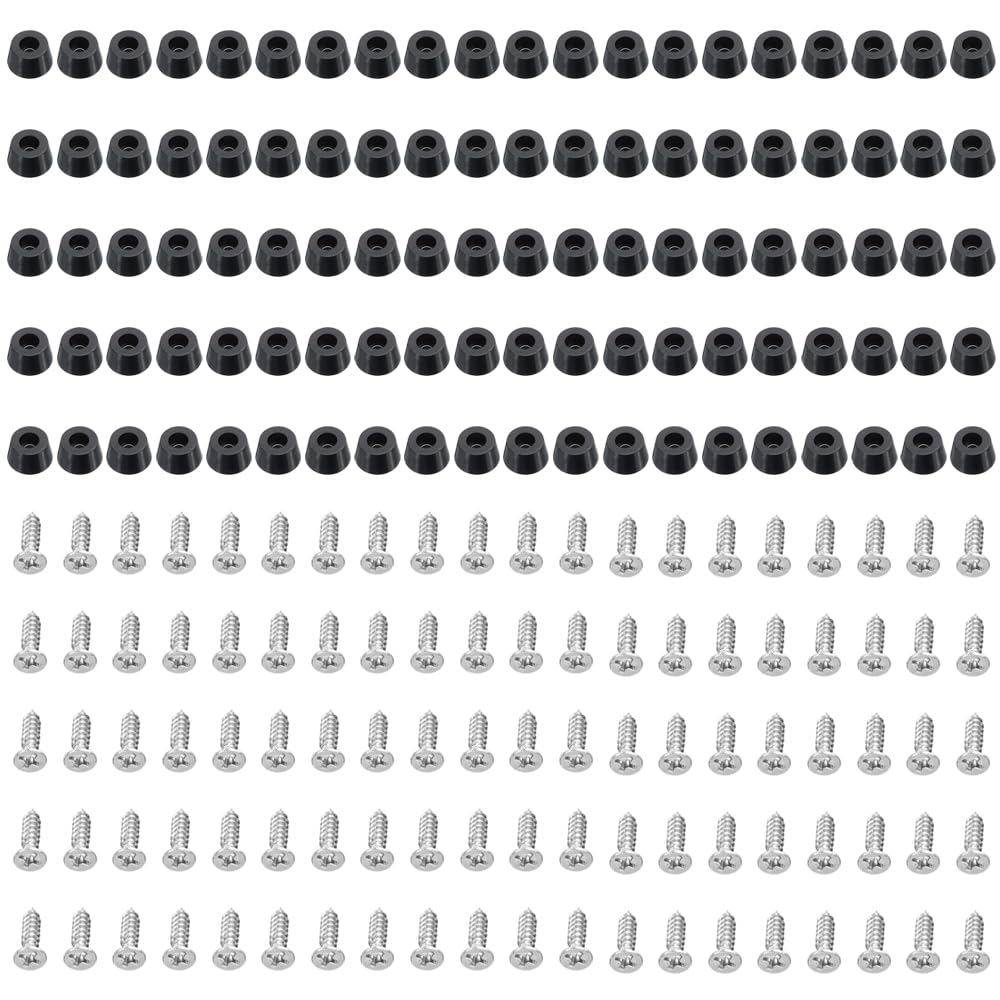 Befun 100PCS Rubber Feet, Round Cutting Board Rubber Feet, Non Slip Chopping Board Legs with Screws, Bumper Furniture Table Amplifier Speaker Cabinet Floor Protector Desk Printer Leg Pads D15*12*H8mm