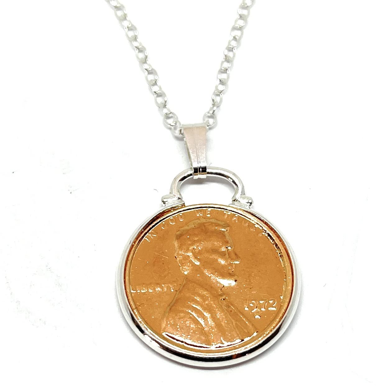 OCC Old Coin Cufflinks 1972 Original Lincoln Cent Cinch Pendant for a 54th birthday for Mum, Nan, Gran
